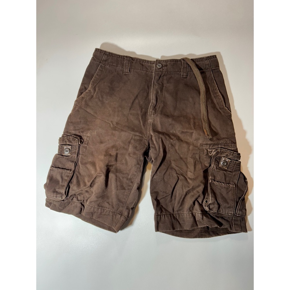No Boundaries Cargo Shorts Mens 34 Brown Good Vintage Bomber Style Twill Utility